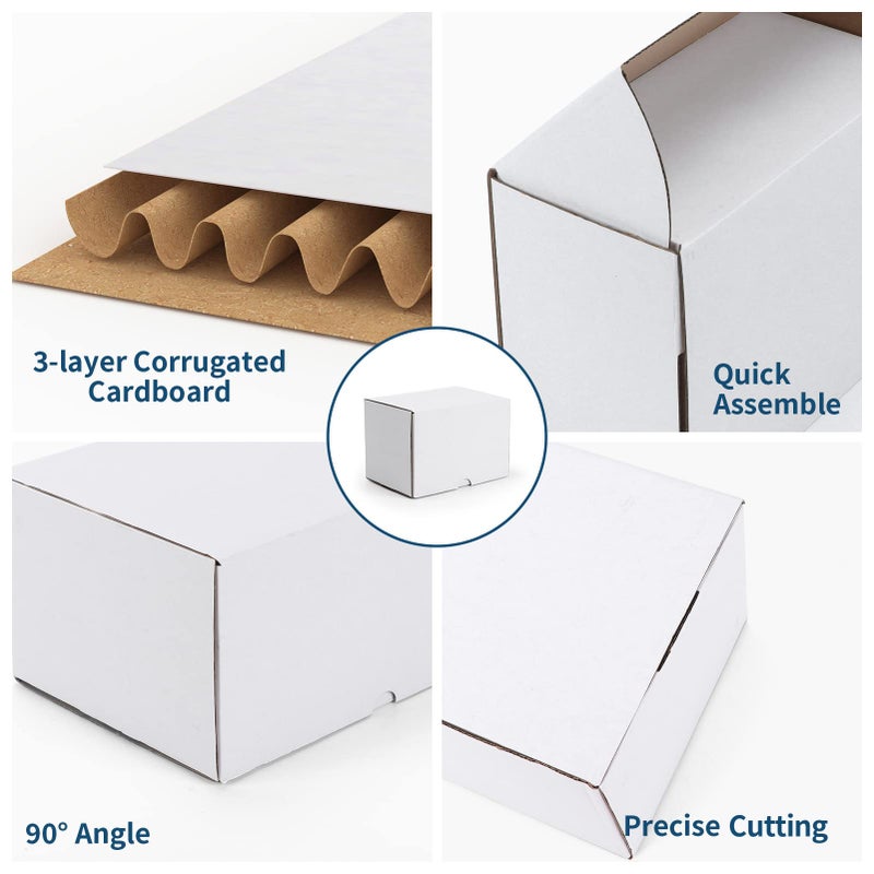 ZBEIVAN 6x4x4 White Shipping Boxes Set of 25  Corrugated Cardboard Mailer Boxes for Packaging Small Business Mailing Gifts - Image 3